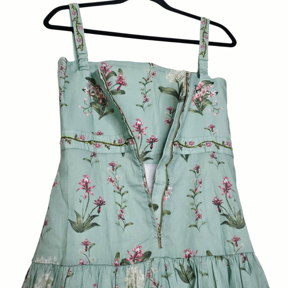 Agua by Agua Bendita Lima Maxi Dress Orquidea Green Embroidered Floral‎ Size M - Picture 9 of 15
